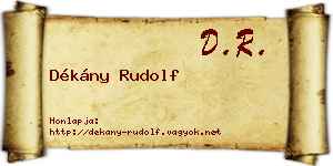 Dékány Rudolf névjegykártya